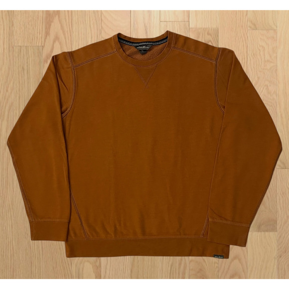Eddie Bauer Mens Relaxed Fleece Sweatshirt Medium Brown Crew Neck Long Sleeve - Picture 1 of 7
